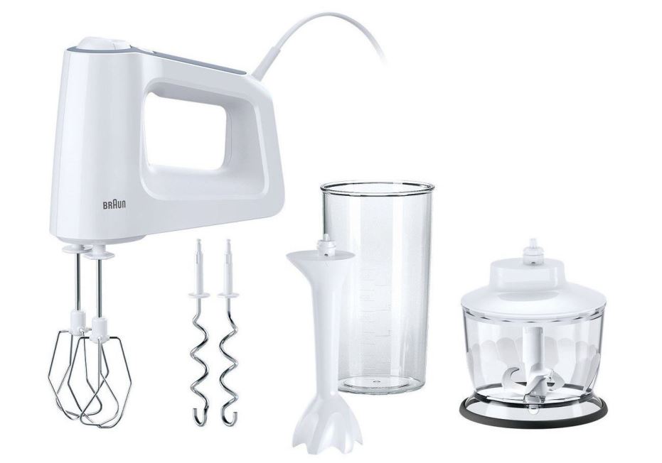 Foto principale Braun HM3135WH Potenza 500W 5 velocità + turbo 2 fruste 2 ganci per impastare impugnatura ergonomica