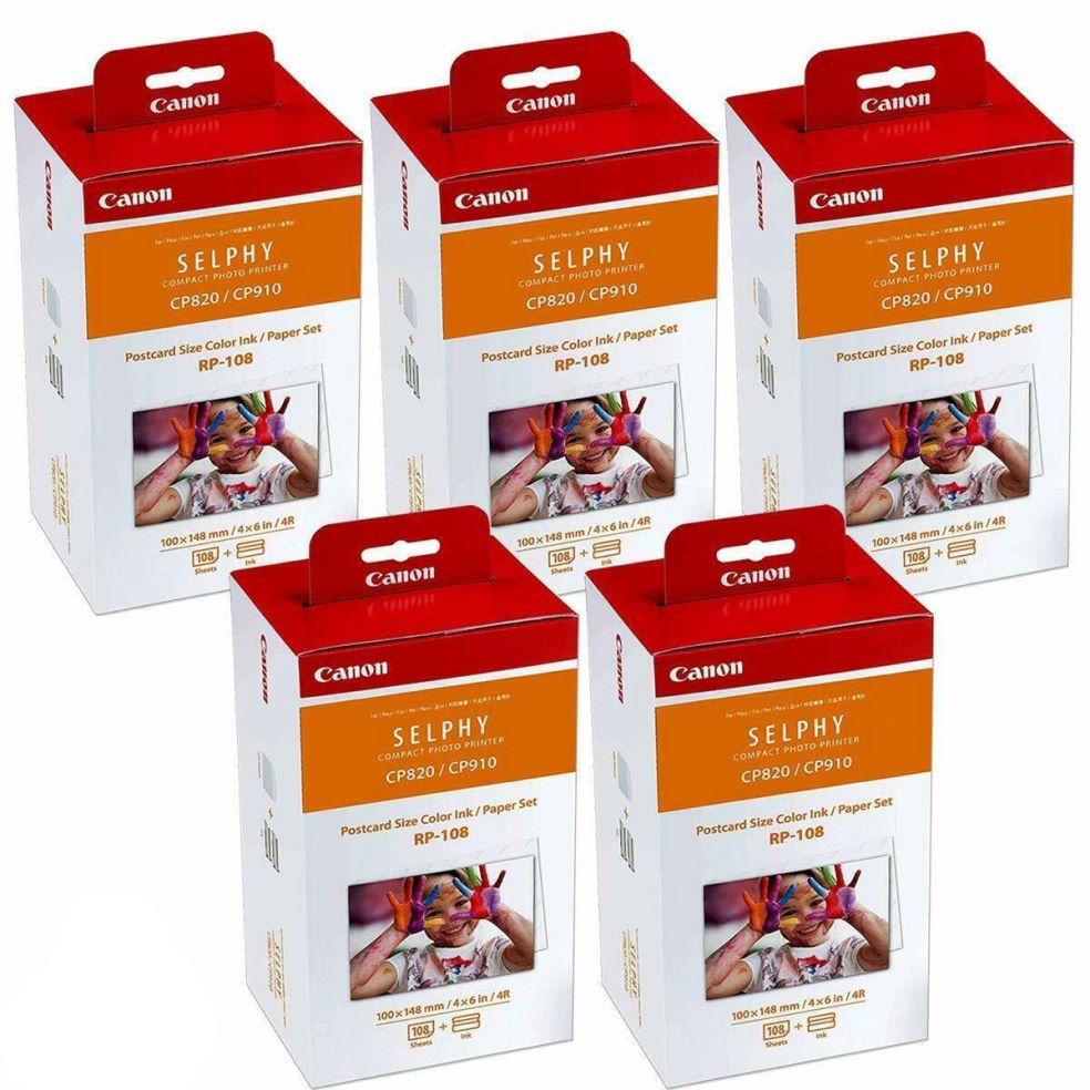 Foto principale Canon RP-108 Kit 5 Confezioni Carta e Ribbon per 540 Stampe 10x15 per Canon Selphy