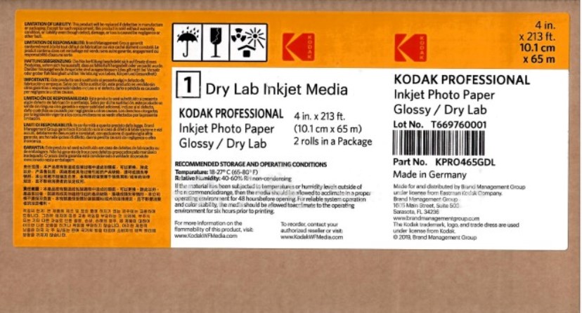 Foto principale Kodak Professional 10,2x65m Glossy Carta Inkjet per Dry Lab Confezione da 2 Bobine