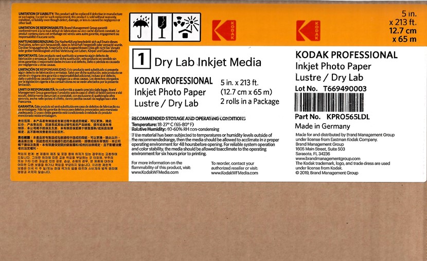 Foto principale Kodak Professional 12,7x65m Lustre Carta Inkjet per Dry Lab Confezione da 2 Bobine