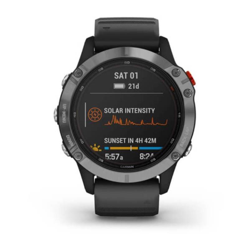 Foto principale Garmin Fenix 6 Solar Smartwatch Silver Black Multisport 47mm cod. 010-02410-00 GPS 10 ATM