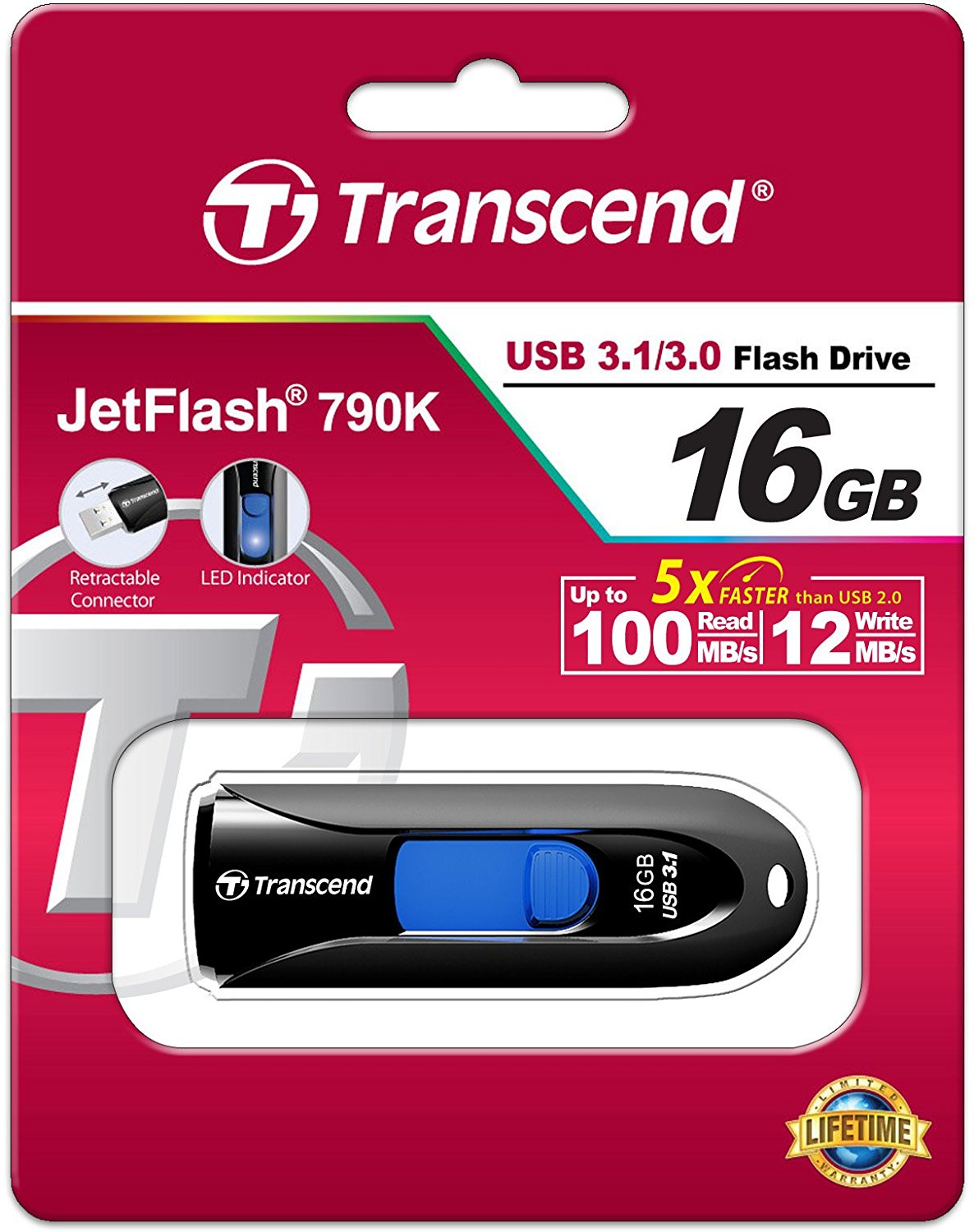 Foto principale Transcend JetFlash 790K 16GB TS16GJF790K - Chiavetta USB 3 Retrattile
